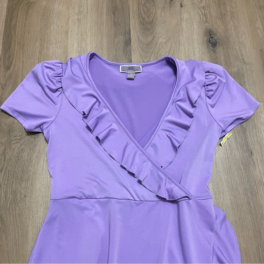 NWT By Design Purple Lavender V-Neck Ruffle Dress in Size XS - Picture 3 of 7